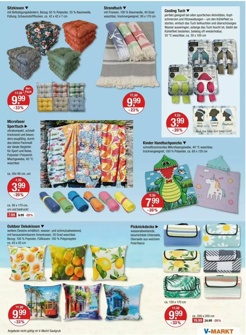 Aktueller Prospekt Vmarkt - Prospekte - von 05.06 bis 11.06.2025 - strona 19 - produkty: angebot, angebote, Bau, baumwolle, decke, dekokissen, eis, Ergee, handtuch, HP, Kinder, kissen, leine, LG, mikrofaser, picknickdecke, reis, ring, sitzkissen, Sport, strandtuch, Ti, Trockner, tuc, wasser, wolle, zewa