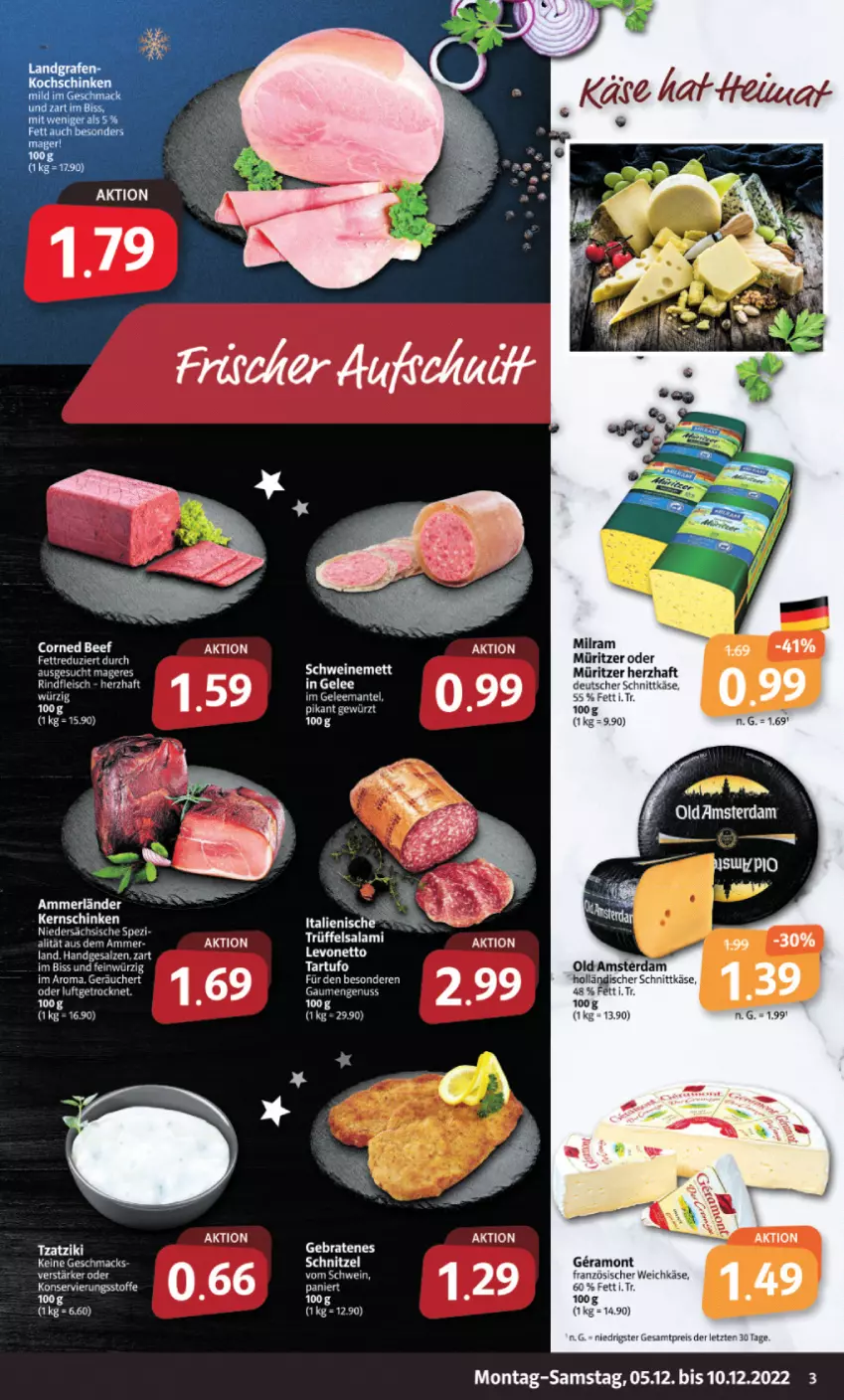 Aktueller Prospekt Markant - Prospekte - von 05.12 bis 10.12.2022 - strona 3 - produkty: Cap, deutscher schnittkäse, eier, eis, französischer weichkäse, gelee, gewürz, holländischer schnittkäse, Käse, kernschinken, Leuchte, mac, Mantel, milram, reis, salami, salz, schinken, schnittkäse, schnitzel, Tartufo, Ti, Trüffel, tzatziki, weichkäse