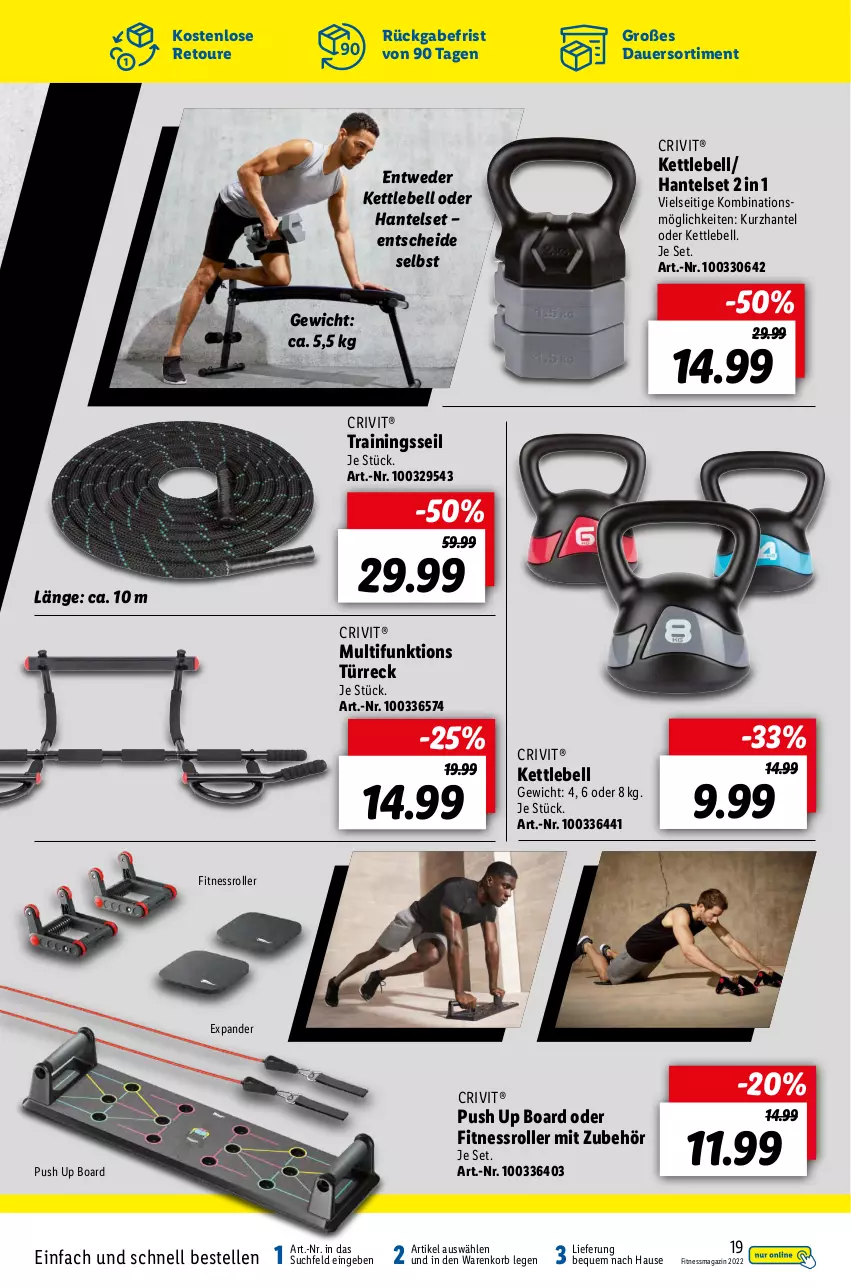 Aktueller Prospekt Lidl - Fitnessmagazin 2022 - von 01.01 bis 31.01.2022 - strona 19 - produkty: auer, crivit, elle, korb, magazin, Roller, Ti