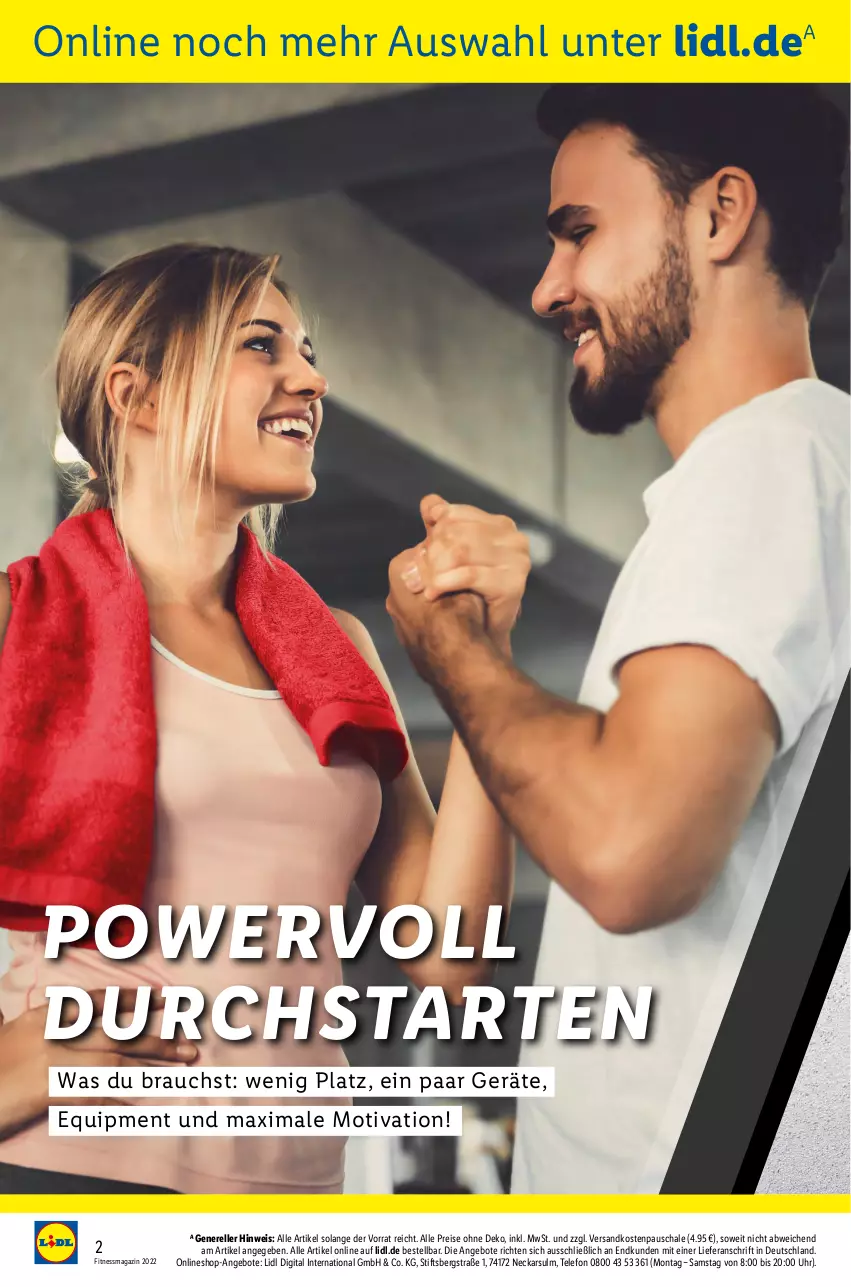 Aktueller Prospekt Lidl - Fitnessmagazin 2022 - von 01.01 bis 31.01.2022 - strona 2 - produkty: angebot, angebote, eis, elle, magazin, ndk, Rauch, reis, rel, Schal, Schale, telefon, Ti, uhr