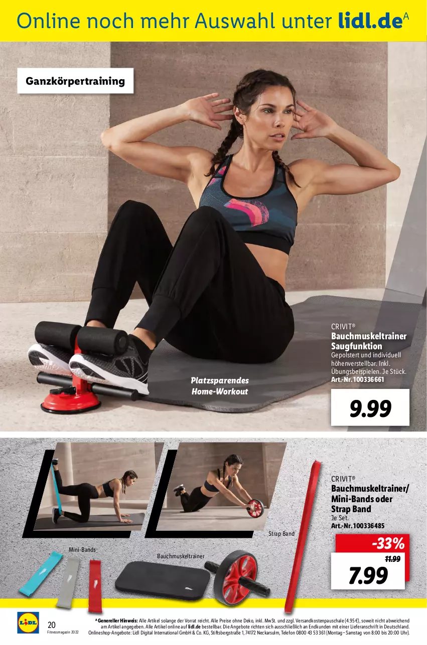 Aktueller Prospekt Lidl - Fitnessmagazin 2022 - von 01.01 bis 31.01.2022 - strona 20 - produkty: angebot, angebote, Bau, crivit, eis, elle, magazin, ndk, reis, rel, Schal, Schale, Spiele, telefon, Ti, uhr