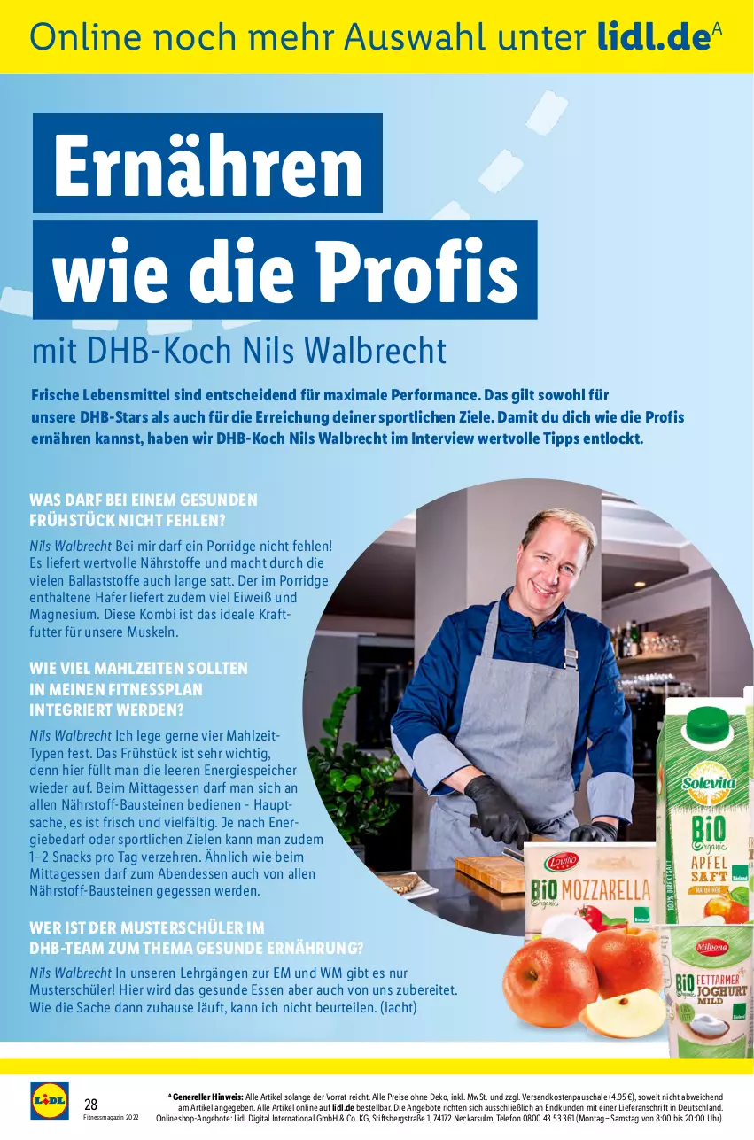 Aktueller Prospekt Lidl - Fitnessmagazin 2022 - von 01.01 bis 31.01.2022 - strona 28 - produkty: angebot, angebote, aust, ball, Bau, eis, elle, erde, hafer, kraft, lebensmittel, mac, magazin, magnesium, ndk, porridge, reis, rel, sac, Schal, Schale, snack, snacks, Sport, telefon, Ti, uhr