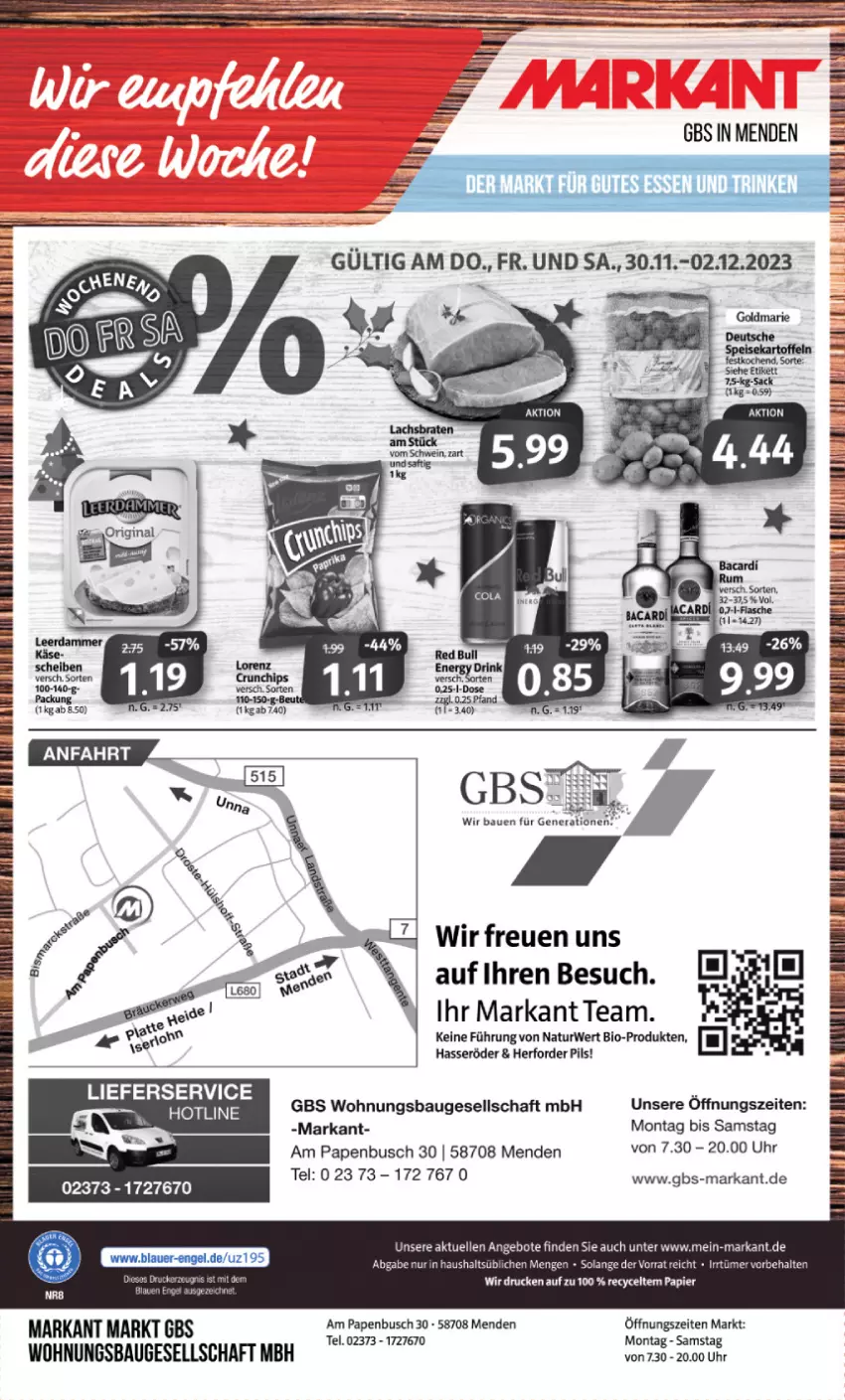 Aktueller Prospekt Markant - Prospekte - von 27.11 bis 02.12.2023 - strona 16 - produkty: angebot, angebote, Bau, bio, Brei, eier, elle, hasseröder, lieferservice, natur, papier, pils, rwe, uhr