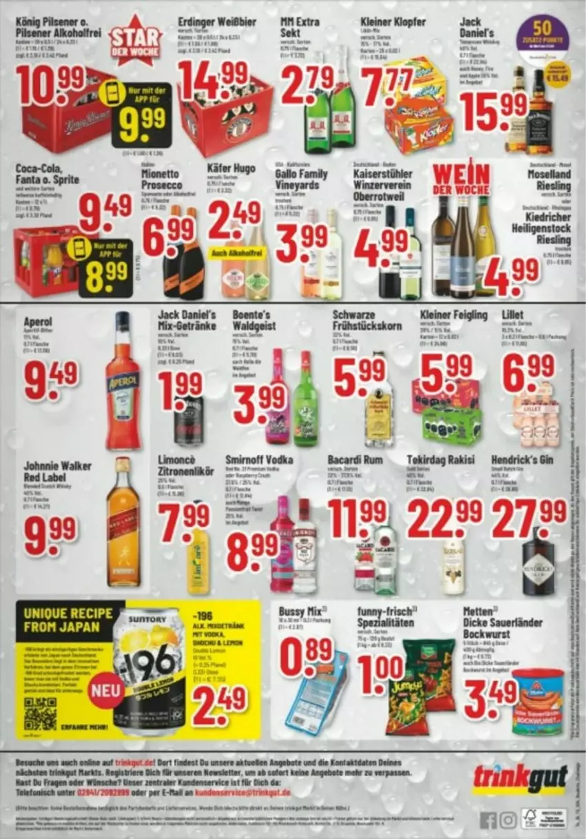 Aktueller Prospekt Trinkgut - Prospekte - von 10.06 bis 15.06.2024 - strona 6 - produkty: alkohol, angebot, angebote, bier, eis, elle, erdinger, kleiner klopfer, könig pilsener, korn, leine, mac, mm extra, pils, pilsener, sekt, telefon, Ti, wurst, zitrone, zitronen