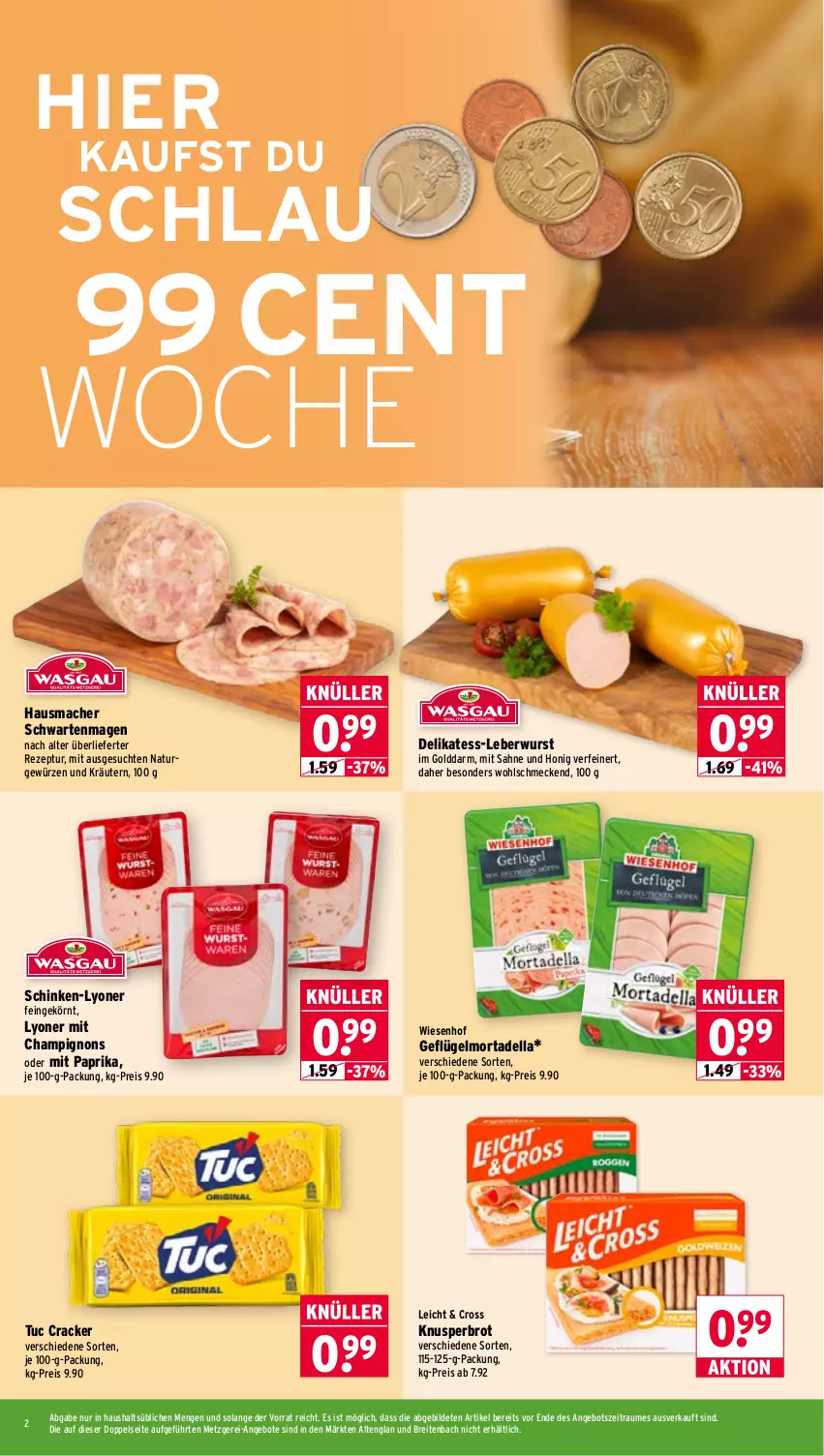 Aktueller Prospekt Wasgau - von 20.07 bis 25.07.2026 - strona 2 - produkty: angebot, angebote, Brei, brot, champignon, champignons, cracker, dell, eis, Geflügel, gewürz, Hausmacher, honig, kräuter, kräutern, leberwurst, lyoner, mac, mit paprika, mortadella, natur, paprika, reis, rezept, sahne, schinken, Ti, tuc, wiesenhof, wurst, Yo