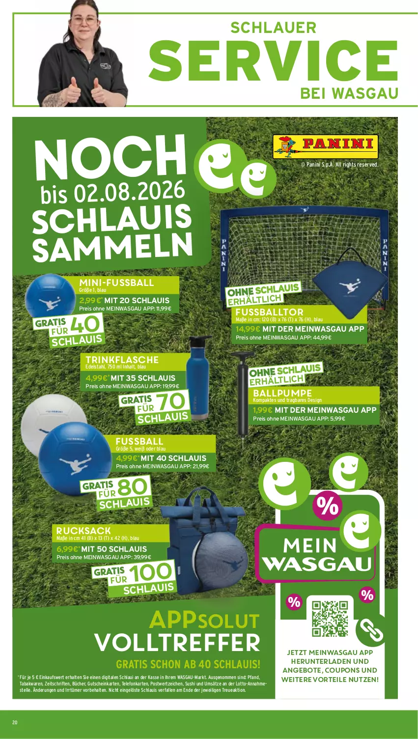 Aktueller Prospekt Wasgau - von 20.07 bis 25.07.2026 - strona 20 - produkty: angebot, angebote, auer, ball, coupon, coupons, edelstahl, eis, elle, flasche, gutschein, reis, rucksack, sac, Sushi, telefon, Ti, trinkflasche
