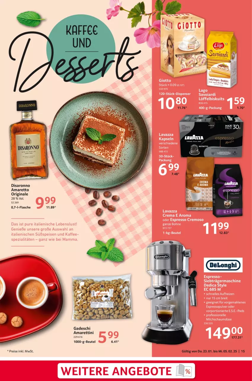 Aktueller Prospekt Selgros - von 23.01 bis 05.02.2025 - strona 15 - produkty: Amaretto, beutel, eis, espresso, flasche, gin, reis, saro, Ti