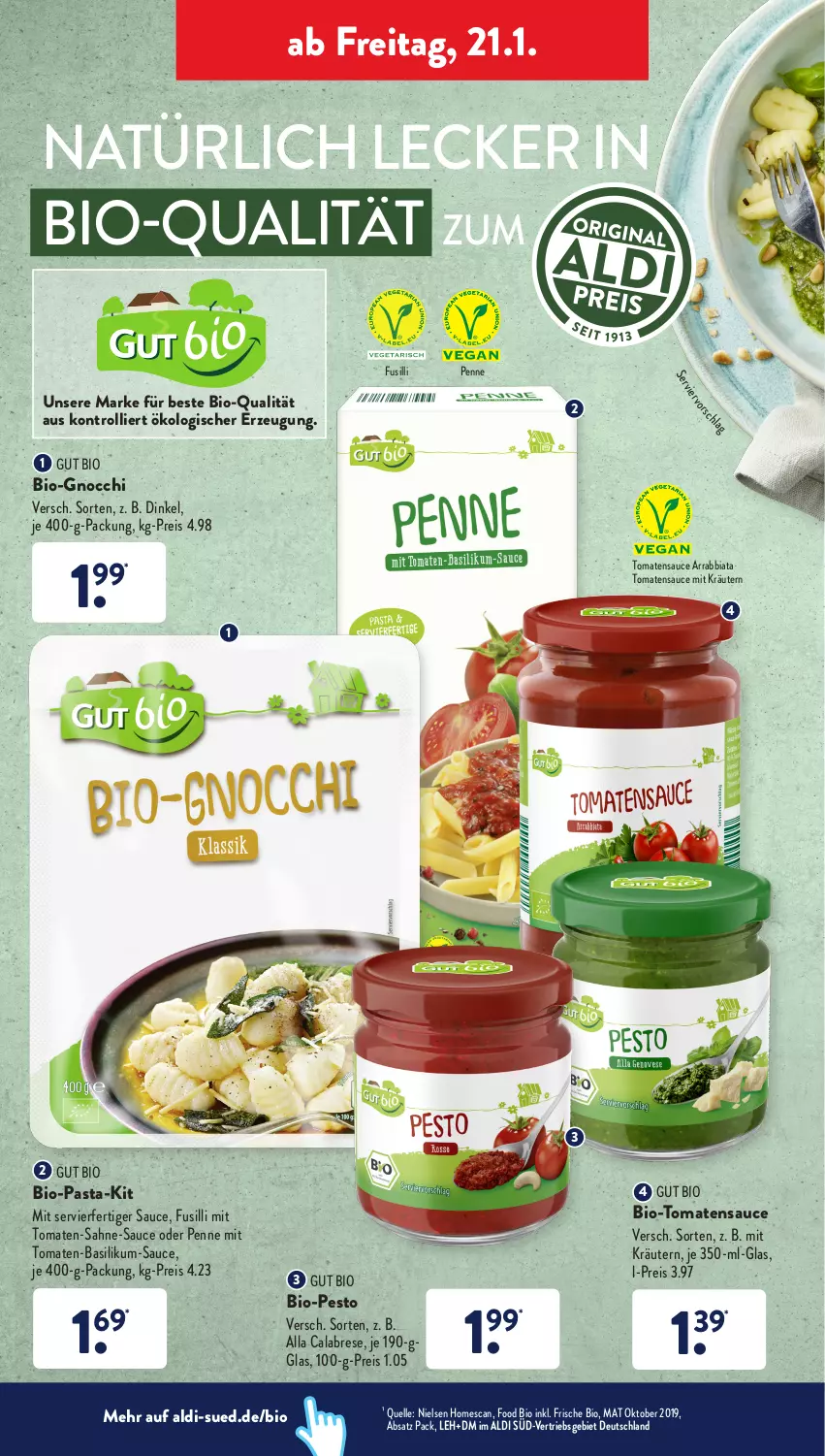 Aktueller Prospekt AldiSud - ALDI Aktuell - von 17.01 bis 22.01.2022 - strona 30 - produkty: aldi, arrabbiata, basilikum, bio, eis, elle, fusilli, gnocchi, kräuter, kräutern, pasta, penne, pesto, reis, sahne, sauce, Ti, tomate, tomaten, tomatensauce, trolli