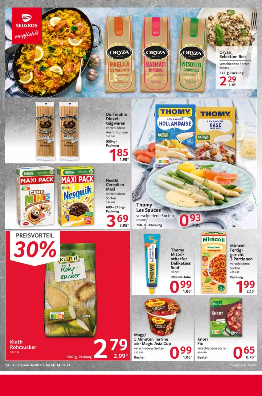 Aktueller Prospekt Selgros - Food - von 08.02 bis 14.02.2024 - strona 14 - produkty: Becher, beutel, cerealien, eier, eis, hollandaise, Käse, knorr, maggi, preisvorteil, reis, sac, sauce, senf, teigwaren, terrine, Ti