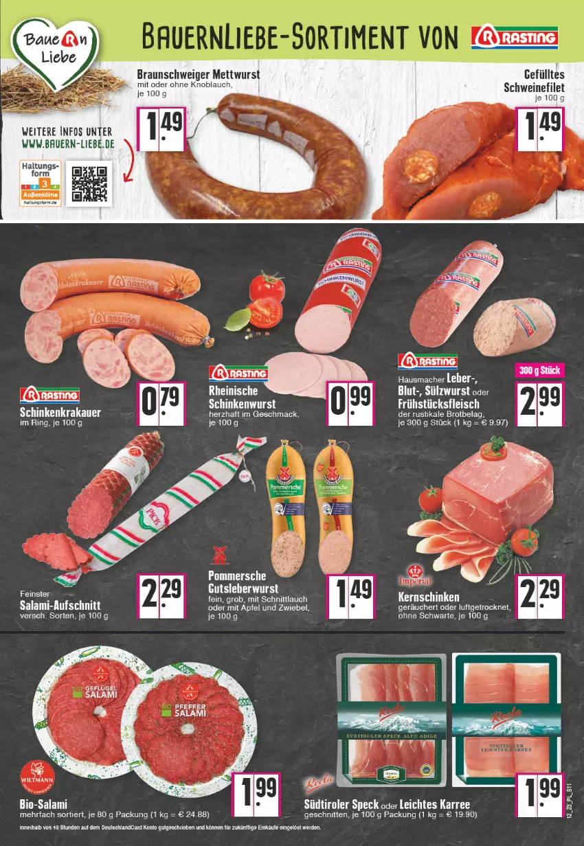 Aktueller Prospekt E Center - Angebote der Woche - von 20.03 bis 25.03.2023 - strona 11 - produkty: apfel, auer, aufschnitt, Bau, Bauer, bio, braun, brot, erde, filet, Hausmacher, knoblauch, krakauer, mac, Mett, mettwurst, ring, salami, schinken, schinkenkrakauer, schnitten, schnittlauch, schwein, schweine, schweinefilet, Speck, südtiroler, Ti, wein, weine, wurst, zwiebel