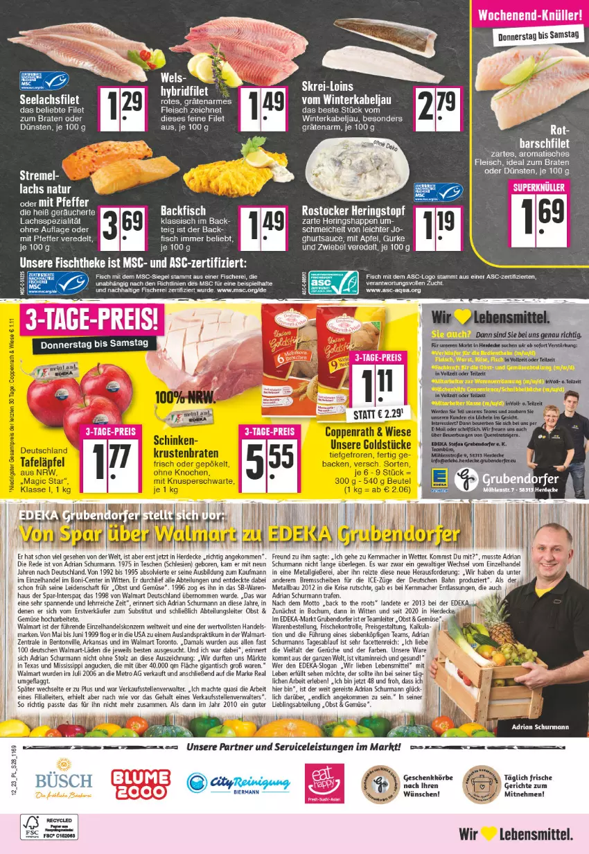 Aktueller Prospekt E Center - Angebote der Woche - von 20.03 bis 25.03.2023 - strona 28 - produkty: Abtei, aldi, backfisch, Bau, beutel, bier, braten, coppenrath, decke, deka, eis, elle, ente, erde, filet, fisch, fische, Fischer, fischtheke, fleisch, Goldstücke, gurke, hering, Herings, Heringshappen, ideal zum braten, krustenbraten, lachs, lachsfilet, lebensmittel, LG, mac, Metro, natur, obst, Obst und Gemüse, reis, Ria, ring, sauce, Schere, schinken, seelachsfilet, Spezi, tafeläpfel, Ti, tisch, und gemüse, usb, vita, ZTE, zwiebel