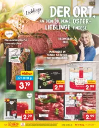 Gazetka promocyjna Netto Marken-Discount - Filial-Angebote - Gazetka - ważna od 16.04 do 16.04.2022 - strona 12 - produkty: ACC, bohne, bohnen, butter, camargue, Carpaccio, eis, kräuter, kräuterbutter, lachs, lamm, lammlachse, Mantel, marinade, ndk, olive, oliven, olivenöl, parmigiano, parmigiano reggiano, reggiano, reis, rind, schinken, Speck, Ti, versandkostenfrei