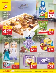 Gazetka promocyjna Netto Marken-Discount - Filial-Angebote - Gazetka - ważna od 16.04 do 16.04.2022 - strona 16 - produkty: eis, Eiskönigin, gin, Kinder, lindt, Löffel, milka, milka schokolade, ndk, Puppe, reis, schoko, schokolade, Ti, versandkostenfrei