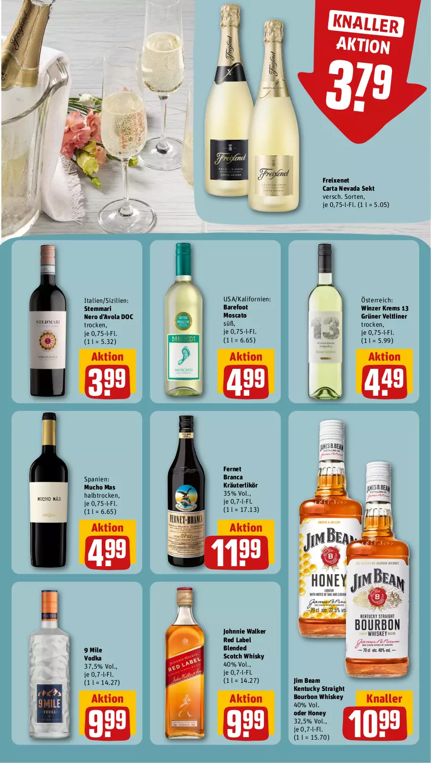 Aktueller Prospekt Rewe - Prospekte - von 31.07 bis 05.08.2023 - strona 19 - produkty: blended scotch, blended scotch whisky, bourbon, bourbon whiskey, Fernet, fernet branca, freixenet, grüner veltliner, jim beam, johnnie walker, kentucky straight, kräuter, kräuterlikör, likör, nero, scotch, scotch whisky, sekt, Ti, tuc, vodka, whiskey, whisky