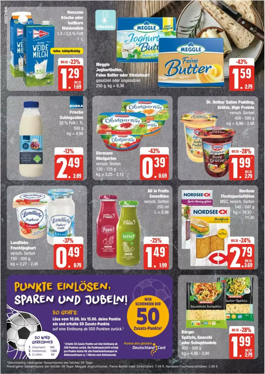 Aktueller Prospekt Edeka - Prospekte - von 10.06 bis 15.06.2024 - strona 12 - produkty: bett, butter, eier, eis, fisch, Fischspezialitäten, joghur, joghurt, meggle, Nordsee, reis, Spezi, Streichzart, tee, Ti, ZTE