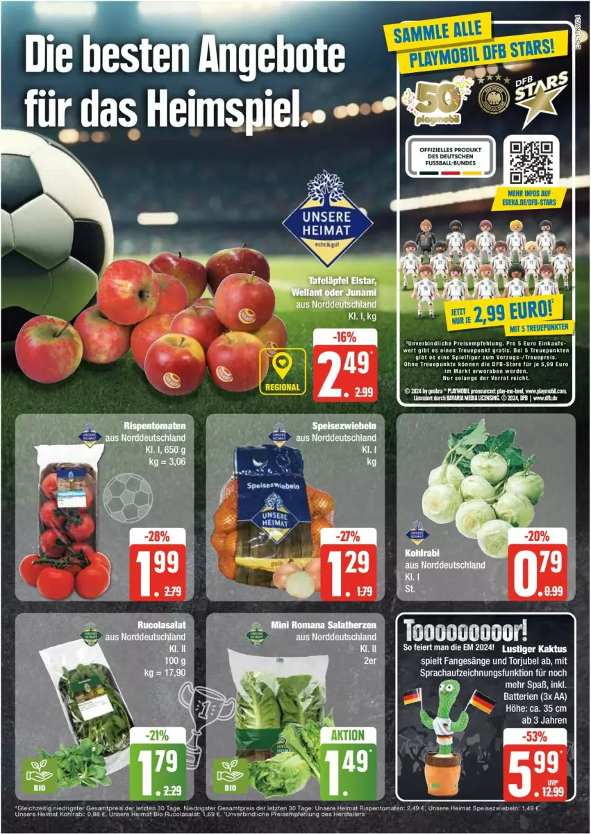 Aktueller Prospekt Edeka - Prospekte - von 10.06 bis 15.06.2024 - strona 5 - produkty: batterie, batterien, bio, cola, eier, eis, elle, kohlrabi, Lusti, reis, rispentomaten, rucola, salat, Speisezwiebeln, tafeläpfel, tee, teller, Ti, tomate, tomaten, ZTE, zwiebel, zwiebeln