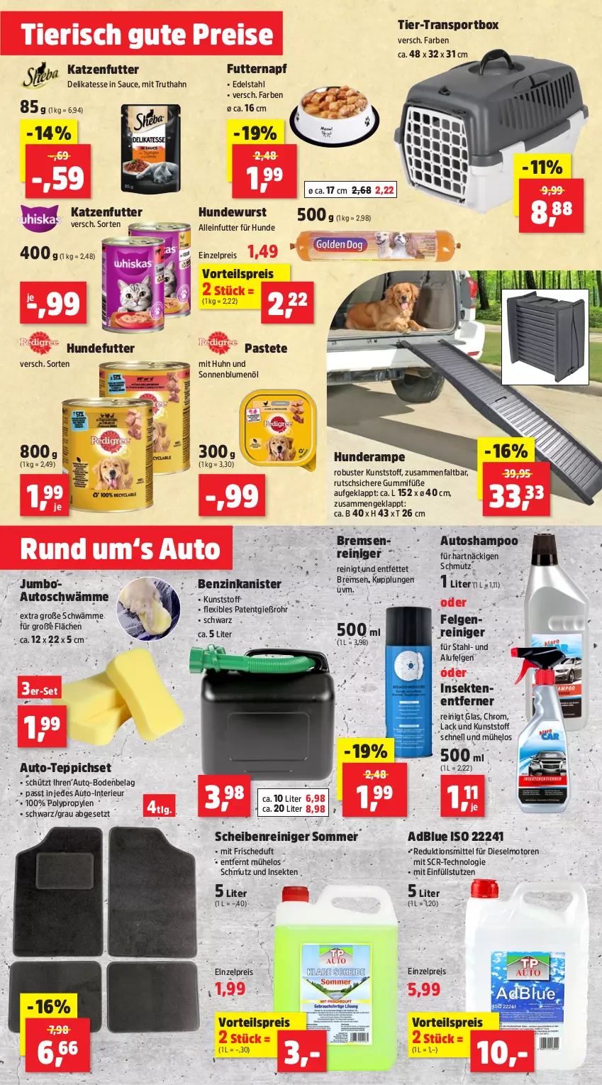 Aktueller Prospekt Thomas Philipps - von 24.06 bis 29.06.2024 - strona 7 - produkty: adblue, auto, benzinkanister, blume, blumen, blumenöl, Diesel, edelstahl, eis, felgen, Felgenreiniger, Hundewurst, jumbo, katzenfutter, lack, LG, pastete, reiniger, reis, sauce, Scheibenreiniger, sekt, shampoo, sonnenblume, sonnenblumen, sonnenblumenöl, Sport, teppich, Ti, truthahn, vorteilspreis, wurst