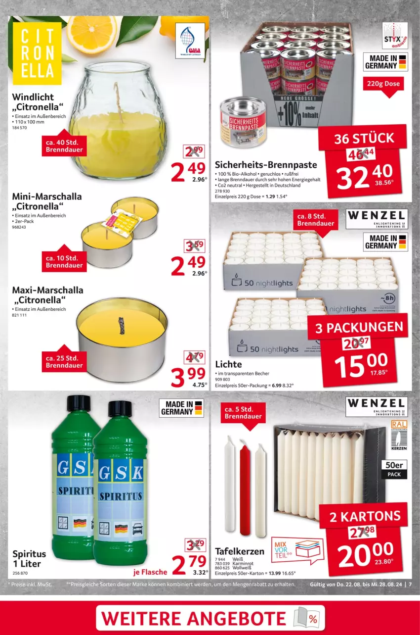 Aktueller Prospekt Selgros - Non Food - von 22.08 bis 28.08.2024 - strona 7 - produkty: alkohol, angebot, angebote, auer, Becher, bio, Brennpaste, eis, ente, erde, flasche, Germ, kerze, mars, reis, Schal, spiritus, Ti, tuc, windlicht