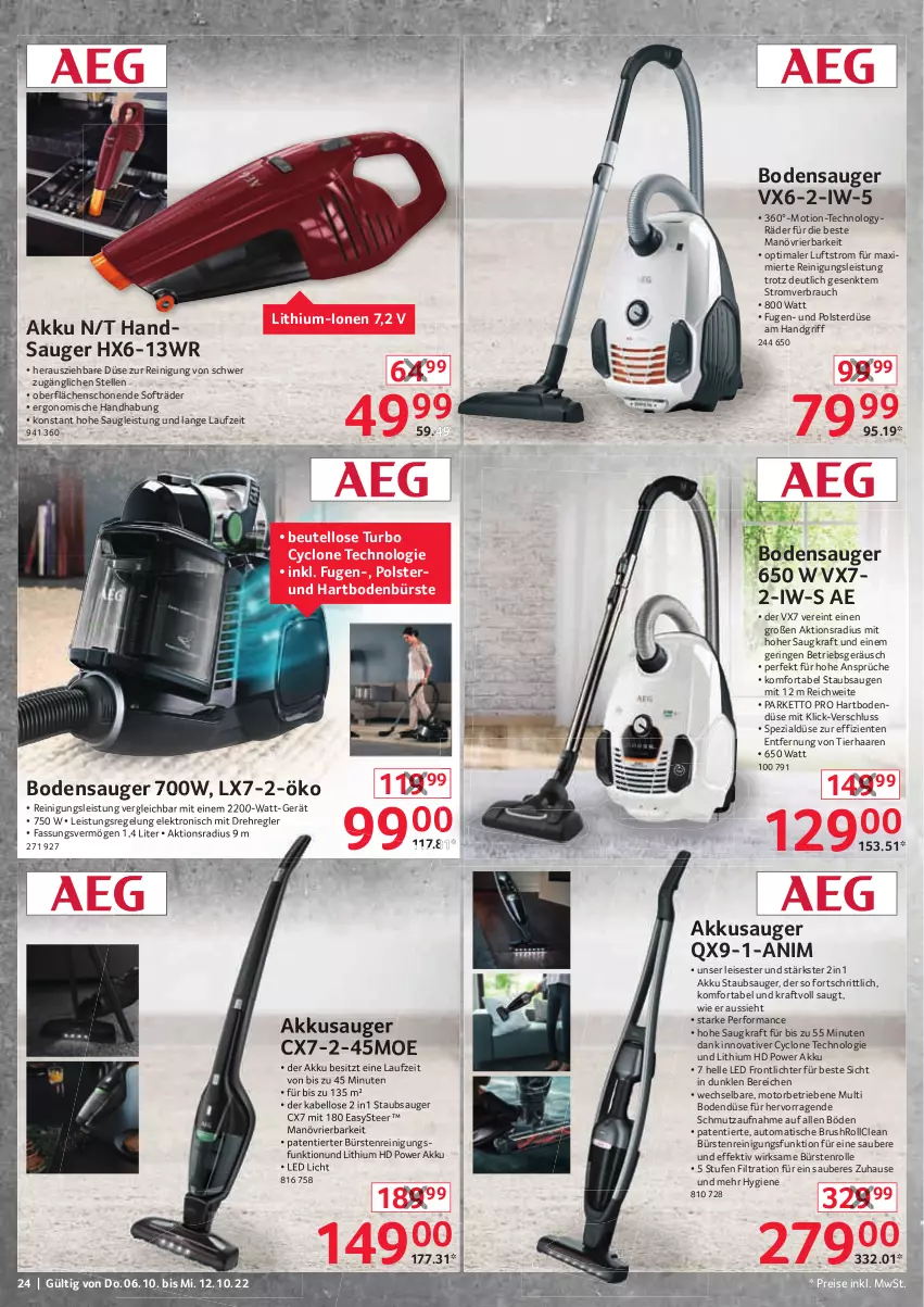 Aktueller Prospekt Selgros - Nonfood - von 06.10 bis 12.10.2022 - strona 24 - produkty: akku, auto, beutel, bodensauger, bürste, bürsten, eis, Elektro, elle, ente, kraft, Rauch, Reinigung, reis, ring, Spezi, staubsauger, tee, Ti, tisch