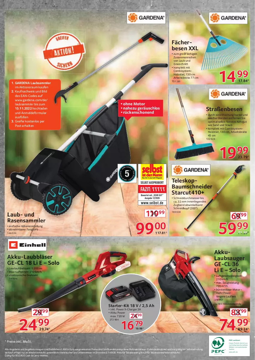 Aktueller Prospekt Selgros - Nonfood - von 06.10 bis 12.10.2022 - strona 40 - produkty: akku, angebot, angebote, Bau, bier, Brei, bürste, bürsten, eis, Elektro, gardena, Holz, korb, Laubsauger, LG, Liege, messer, rasen, Rauch, reis, rwe, Teleskop, Ti