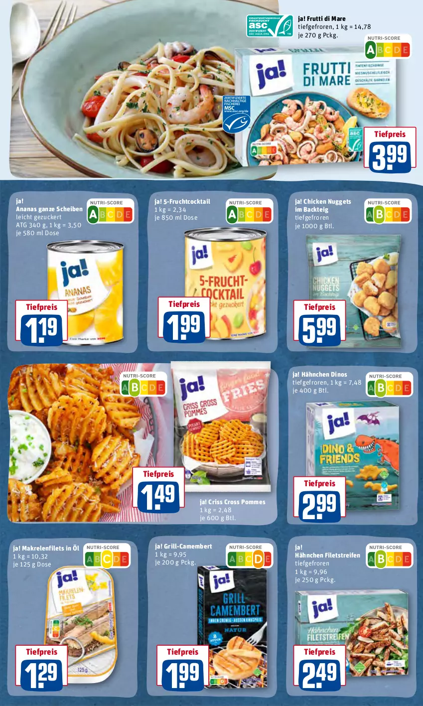 Aktueller Prospekt Rewe - Prospekte - von 09.05 bis 14.05.2022 - strona 25 - produkty: ananas, camembert, chicken nuggets, cocktail, eis, filet, filets, frucht, frutti di mare, grill, Makrele, Makrelenfilets, nuggets, pommes, reifen, reis, rel, Ti, tiefpreis, zucker