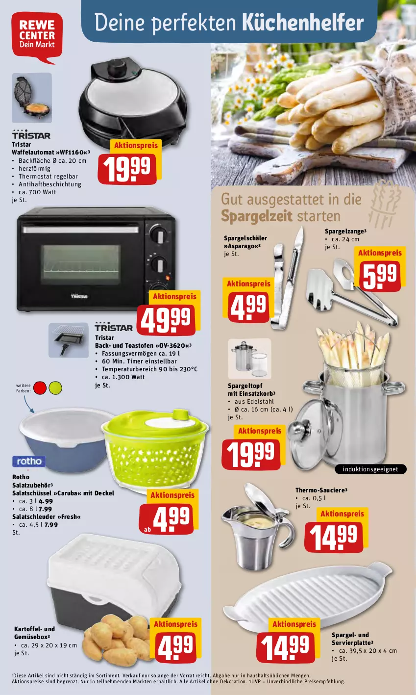 Aktueller Prospekt Rewe - Prospekte - von 09.05 bis 14.05.2022 - strona 28 - produkty: aktionspreis, alle artikel ohne dekoration, auto, decke, Deckel, dekoration, edelstahl, eis, kartoffel, korb, küche, Küchen, Küchenhelfer, latte, Ofen, reis, salat, schüssel, spargel, thermostat, Ti, timer, toast, topf, tristar, und gemüse