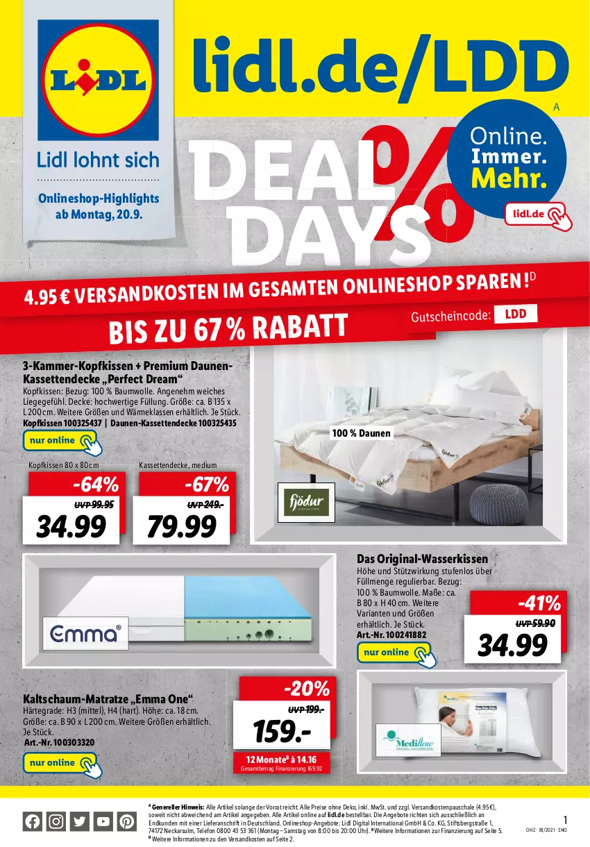 Aktueller Prospekt Lidl - Onlineshop-Highlights der Woche - von 11.09 bis 26.09.2021 - strona 1