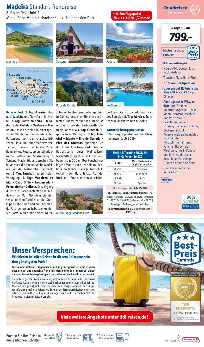 Aktueller Prospekt Lidl - Eine Reise alles drin - von 15.11 bis 15.12.2023 - strona 3 - produkty: 7UP, angebot, angebote, banane, bananen, bestpreis, Brei, buch, eis, elle, erde, gefu, inklusivleistungen, korb, LG, mac, monte, natur, ndk, Parka, pool, pril, reis, reiseveranstalter, reiseverlauf, rum, Schlitten, Sport, telefon, Ti, tisch, usb, wein, zucker