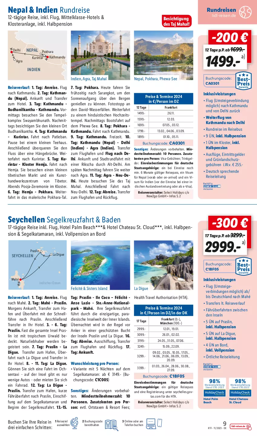 Aktueller Prospekt Lidl - Eine Reise alles drin - von 15.11 bis 15.12.2023 - strona 9 - produkty: auto, axe, Bad, Brei, buch, chateau, eis, elkos, elle, erde, Fahrrad, gin, Heu, inklusivleistungen, leine, Maus, natur, reis, reiseveranstalter, reiseverlauf, Ria, rum, tee, telefon, Ti, tisch, wasser, ZTE