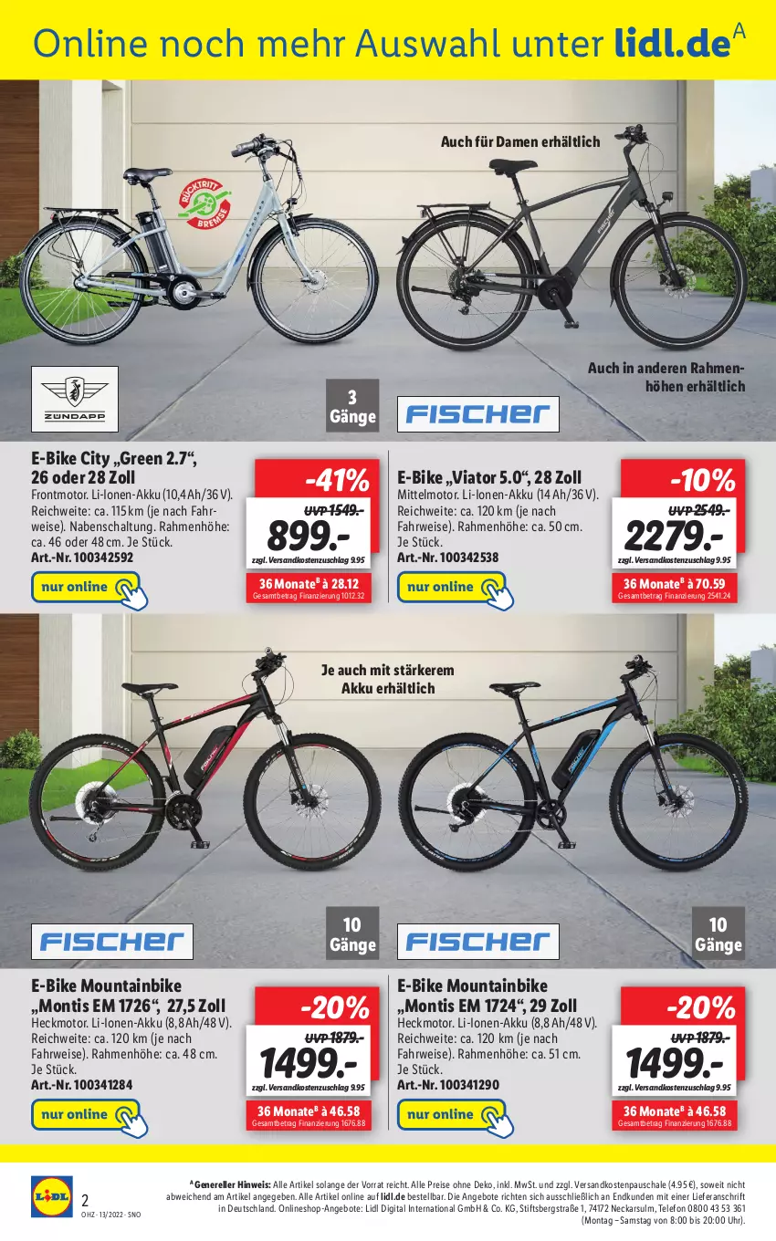 Aktueller Prospekt Lidl - Wochen-Highlights im Onlineshop - von 28.03 bis 02.04.2022 - strona 2 - produkty: akku, angebot, angebote, E-Bike, eis, elle, Mountainbike, ndk, reis, rel, rwe, Schal, Schale, telefon, Ti, uhr