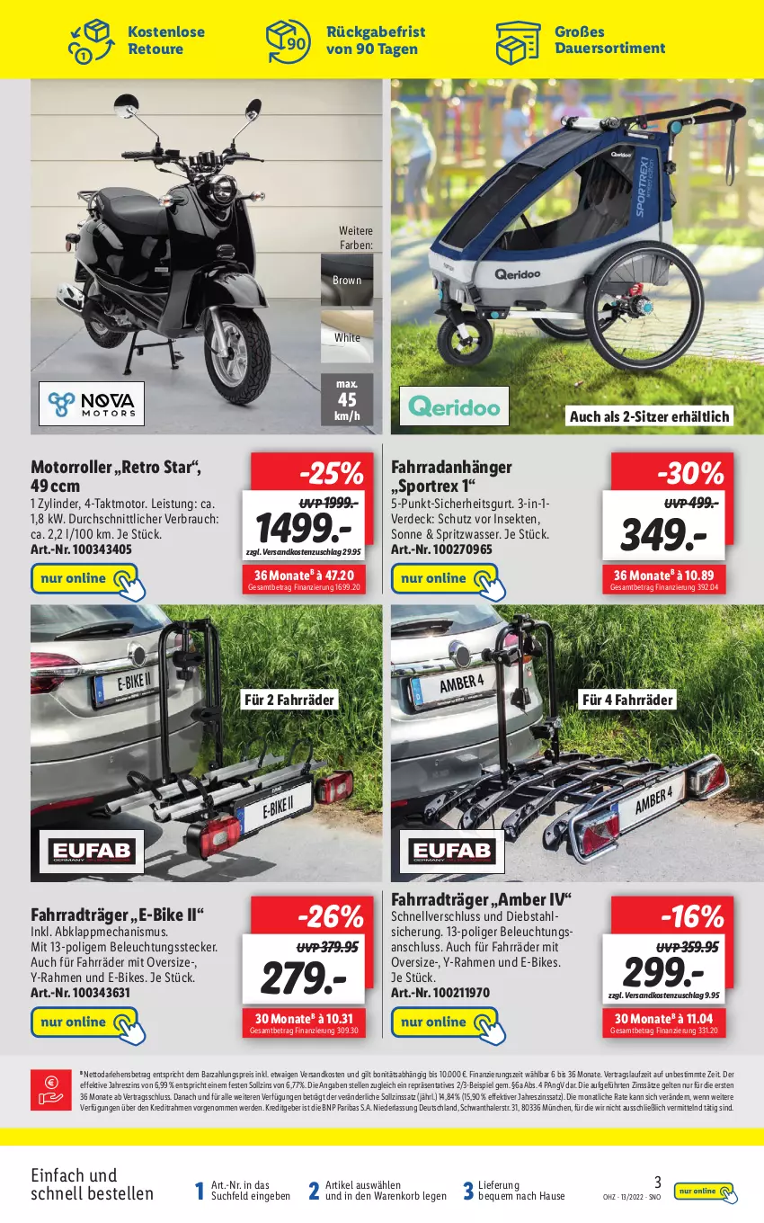 Aktueller Prospekt Lidl - Wochen-Highlights im Onlineshop - von 28.03 bis 02.04.2022 - strona 3 - produkty: Amber, Anhänger, auer, beleuchtung, E-Bike, E-Bikes, eis, elle, erde, Fahrrad, korb, Motorroller, ndk, Rauch, reis, Roller, sekt, Sport, Ti, wasser