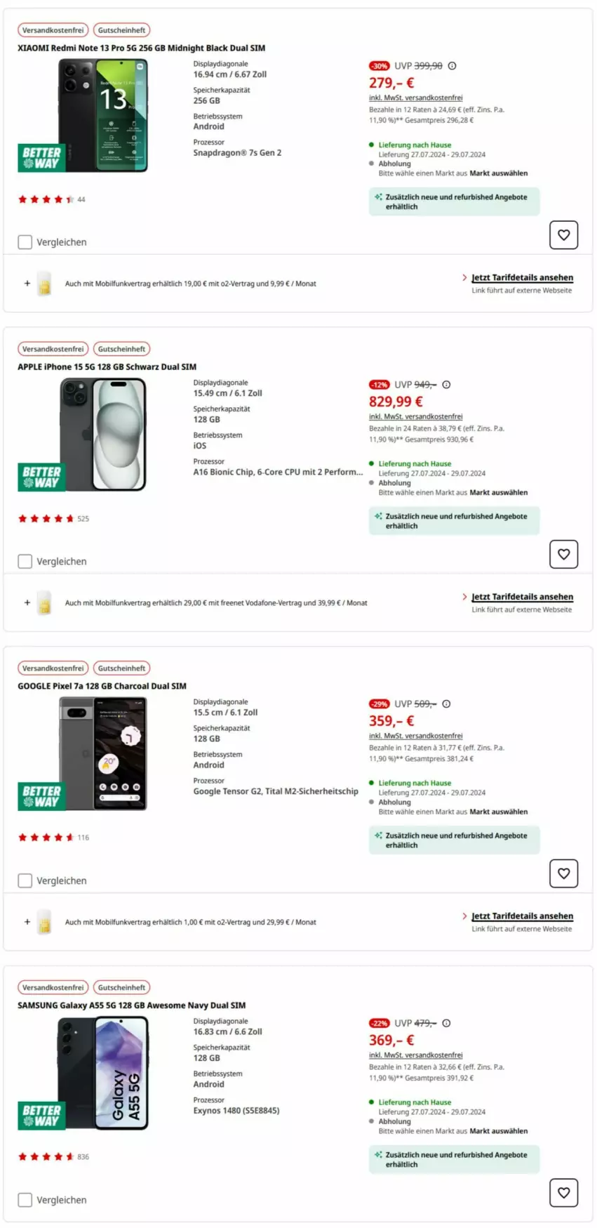 Aktueller Prospekt Media Markt - Prospekte - von 26.07 bis 09.08.2024 - strona 2 - produkty: angebot, angebote, Apple, apple iphone, Betriebssystem, bett, bio, Dual SIM, eis, iphone, lack, ndk, reis, Samsung, samsung galaxy, Samsung Galaxy A, sim, Ti, versandkostenfrei, vodafone