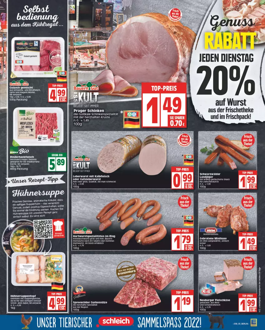 Aktueller Prospekt Edeka - Angebote der Woche - von 19.09 bis 24.09.2022 - strona 3 - produkty: auer, axe, Bau, Bauer, bio, braten, burger, deka, edeka bio, eintopf, eis, elle, fleisch, fleischkäse, geback, gulasch, hackfleisch, Haxe, Heu, HP, hühner, Hühnersuppe, Intel, Kalbfleisch, Käse, knoblauch, kräuter, küche, landjäger, leberwurst, LG, Mett, mettwurst, mit kalbfleisch, Neuburger, nuss, Ofen, reis, rezept, rind, rinder, rinderhackfleisch, rindfleisch, ring, schinken, schwein, schweine, snack, Spezi, suppe, suppen, tee, Ti, topf, wein, weine, würfel, wurst, ZTE