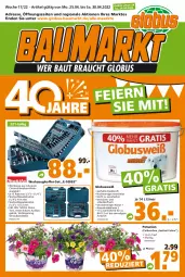 Gazetka promocyjna  - Prospekt für Globus Baumarkt  Achern - Gazetka - ważna od 30.04 do 30.04.2022 - strona 1 - produkty: Bau, brie, calibrachoa, eimer, innenfarbe, koffer, kraft, petunie, petunien, pflanze, schrauben, Schraubendreher, Ti, topf, werkzeug