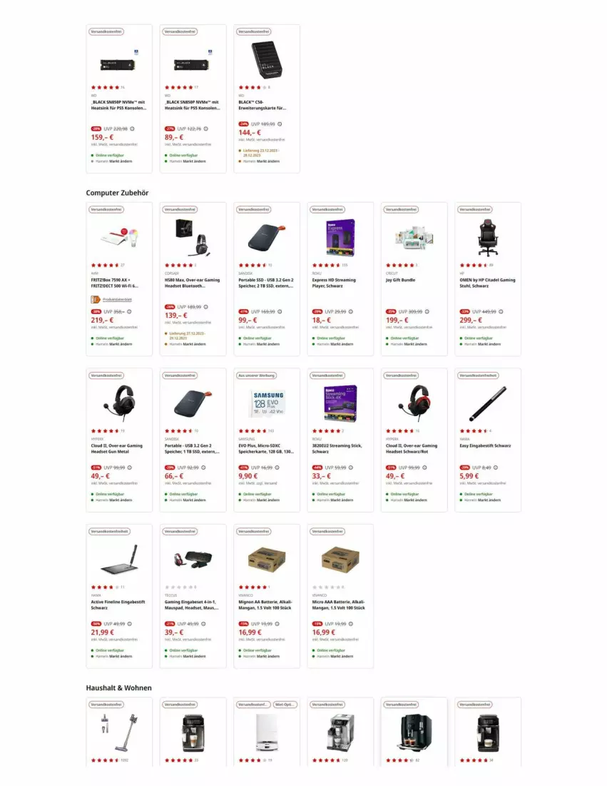 Aktueller Prospekt Media Markt - Prospekte - von 07.12 bis 19.12.2023 - strona 7 - produkty: computer, fritz, Headset, lack, Maus, pute, speicherkarte, ssd, Ti, usb