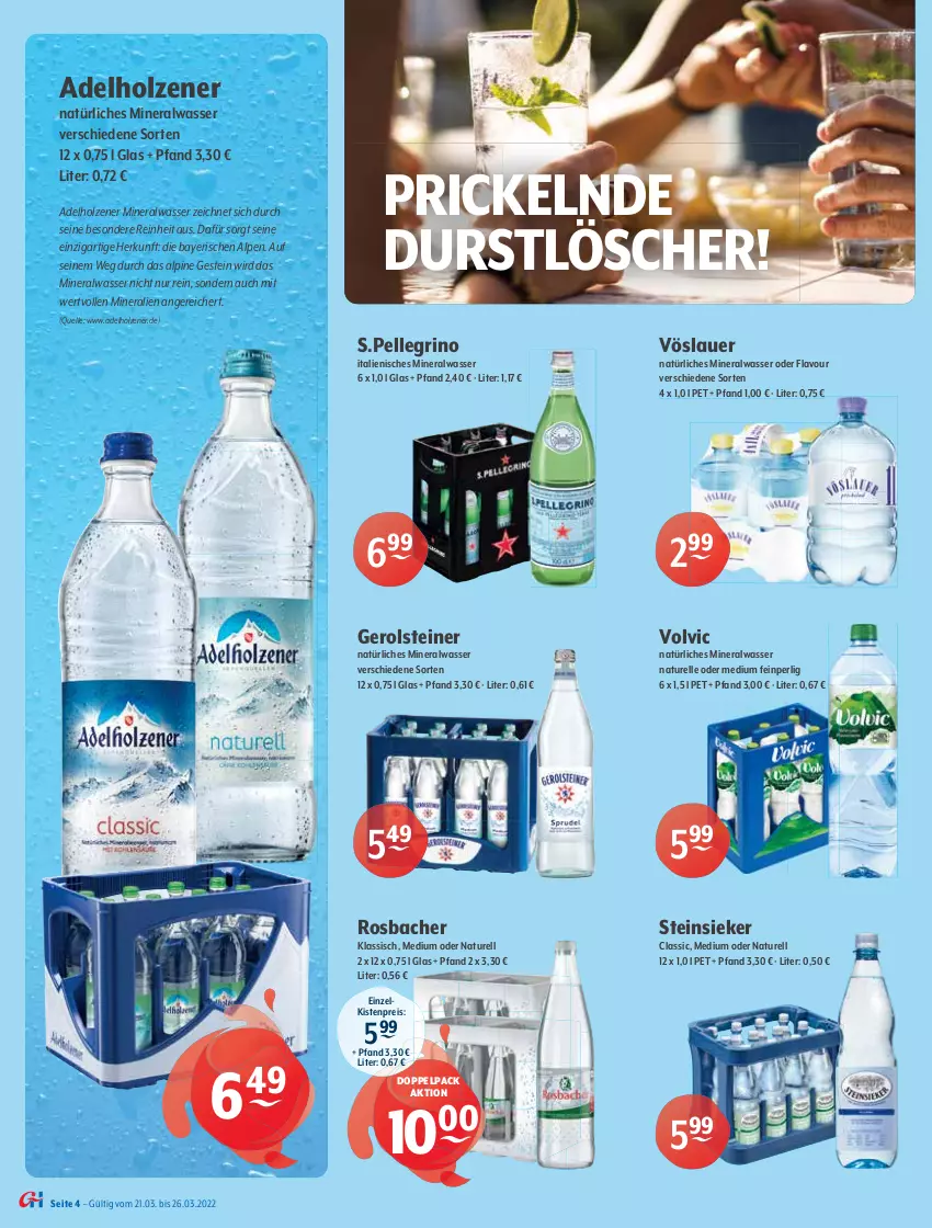 Aktueller Prospekt Getraenke Hoffmann - Prospekte - von 21.03 bis 26.03.2022 - strona 4 - produkty: adelholzener, Alwa, auer, bio, bionade, bitter lemon, BraTee, coca-cola, cola, durstlöscher, eis, eistee, elle, fever-tree, gerolsteine, gerolsteiner, gin, ginger, ginger ale, granini, Holz, limo, limonade, mango, maracuja, mineralwasser, natur, natürliches mineralwasser, reis, rel, steiner, Steinsieker, tee, Ti, volvic, vöslauer, wasser, Wild, wild berry