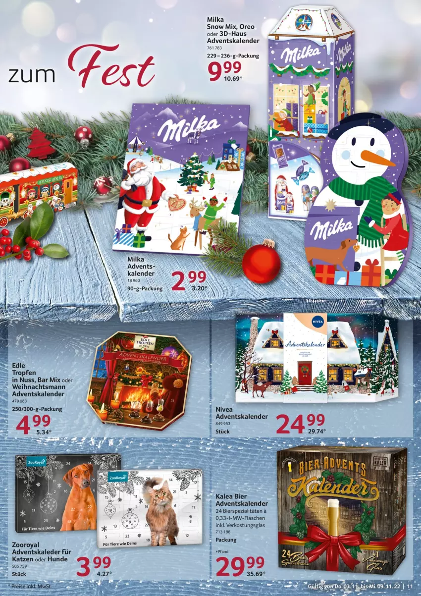 Aktueller Prospekt Selgros - Food - von 03.11 bis 09.11.2022 - strona 11 - produkty: Adventskalender, bier, bierspezialitäten, eis, flasche, milka, mw-flasche, nuss, oreo, reis, Spezi