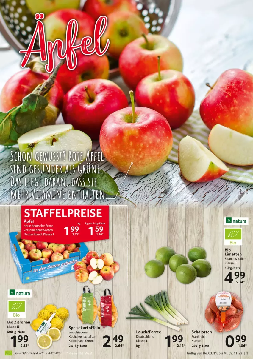 Aktueller Prospekt Selgros - Food - von 03.11 bis 09.11.2022 - strona 3 - produkty: bio, limette, Mett, natur, natura, Schal, Schalotte, Ti, zitrone, zitronen