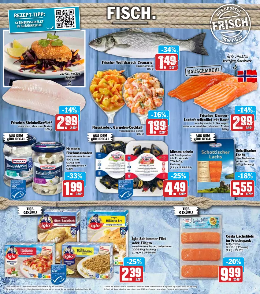 Aktueller Prospekt Hit - Prospekte - von 14.03 bis 19.03.2022 - strona 7 - produkty: aqua, aus dem kühlregal, braten, buch, cocktail, eis, elle, filegro, filet, filets, fisch, fische, Fischer, fleisch, forelle, frischfisch, garnelen, Holz, homann, ideal zum braten, iglo, Krebs, kühlregal, lachs, lachsfilet, lachsfilets, mac, marinade, Muscheln, natur, regal, reis, rel, rwe, Schere, schlemmer-filet, schott, sesam, Steinbeißer, Steinbeißerfilet, teller, Ti, tisch, wolfsbarsch