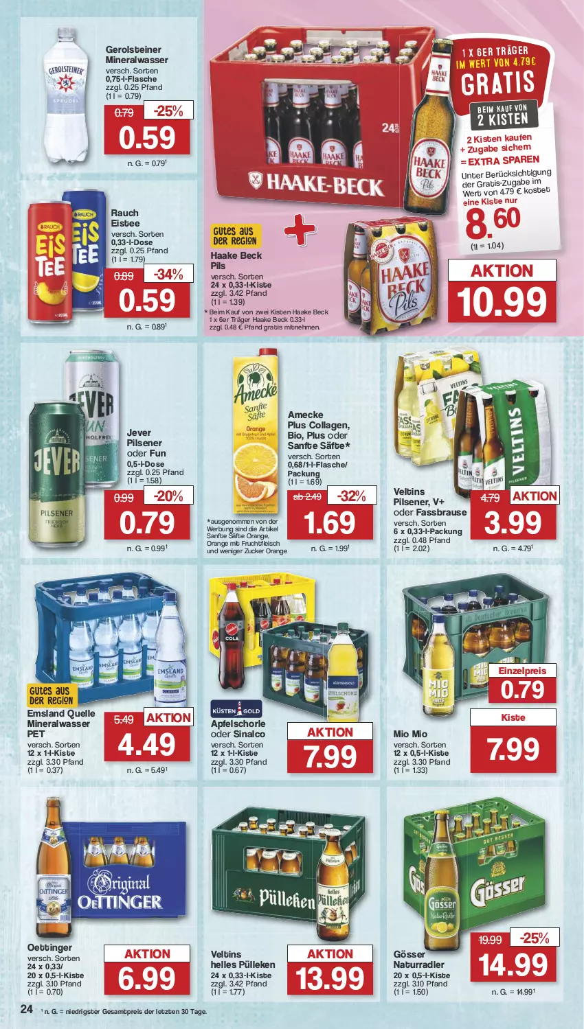 Aktueller Prospekt Famila - Prospekte - von 08.07 bis 13.07.2024 - strona 26 - produkty: Alwa, amecke, apfel, Apfelschorle, bio, brause, Collagen, eis, eistee, elle, fassbrause, flasche, fleisch, frucht, fruchtfleisch, gerolsteine, gerolsteiner, gösser, jever, jever pilsener, mineralwasser, Mio Mio, mit frucht, natur, oettinger, orange, pils, pilsener, radler, Rauch, reis, säfte, schorle, sinalco, steiner, tee, Ti, veltins, veltins pilsener, wasser, ZTE, zucker