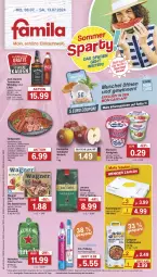 Gazetka promocyjna Famila - Prospekte - Gazetka - ważna od 13.07 do 13.07.2024 - strona 1 - produkty: almighur, almighurt, angebot, angebote, Bau, bauchscheiben, Becher, briketts, cevapcici, din a4, ehrmann, ehrmann almighurt, eis, elle, flasche, grill, Grillbauch, grillbriketts, grillkotelett, grillrippe, heineken, Holz, holzfällersteaks, jack daniel, jack daniels, jacobs, jacobs krönung, jever, kopierpapier, kotelett, likör, papier, pizza, reis, schwein, schweine, schweinenacken, steak, steaks, tafeläpfel, teller, tennessee whiskey, Ti, wagner, wein, weine, Wella, Weste, whiskey, Wild, ZTE