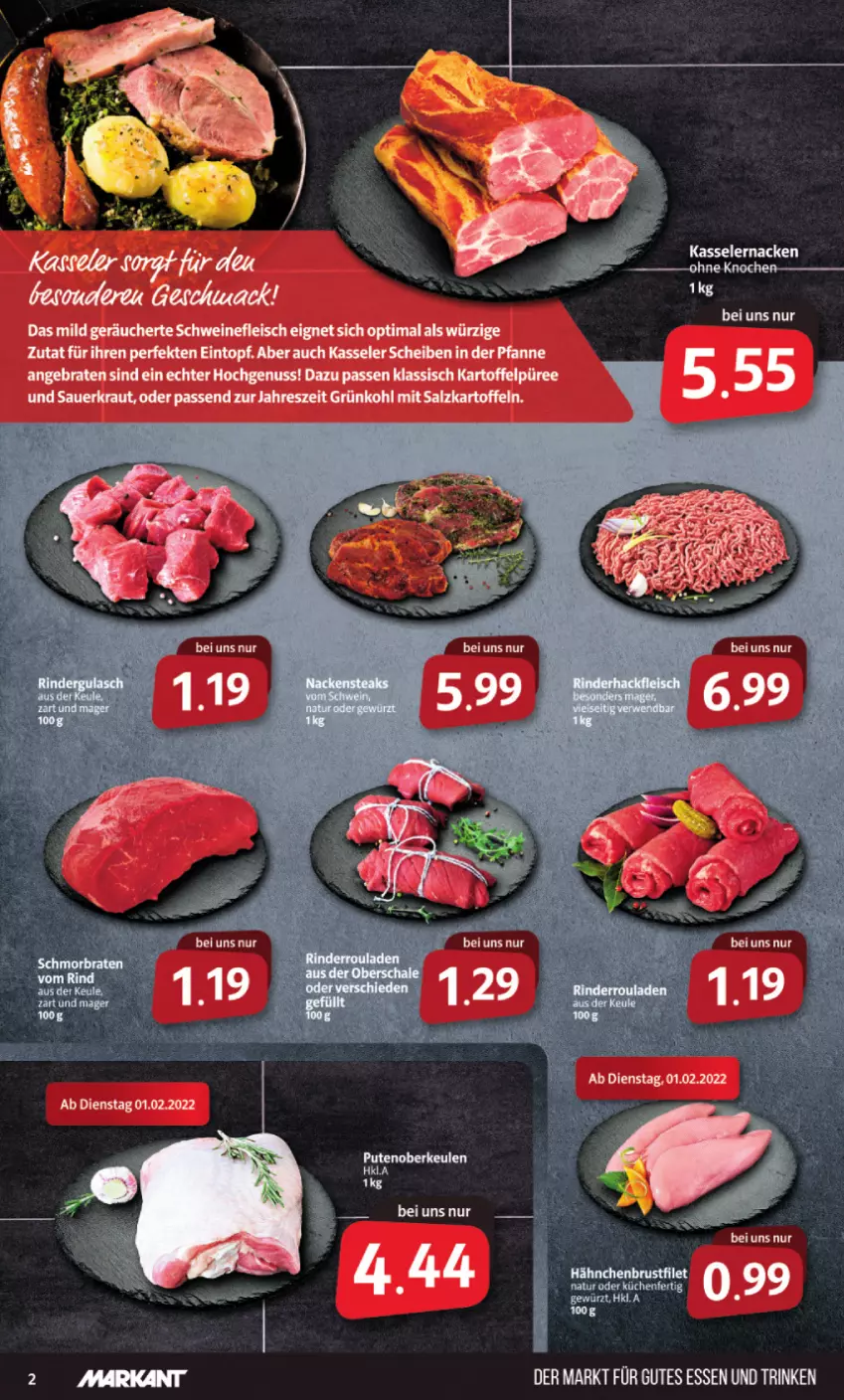 Aktueller Prospekt Markant - Prospekte - von 31.01 bis 05.02.2022 - strona 2 - produkty: auer, eintopf, eis, fleisch, gutes essen, kartoffel, kartoffeln, kasseler, Kraut, pfanne, salz, Sauerkraut, schwein, schweine, schweinefleisch, Ti, topf, wein, weine