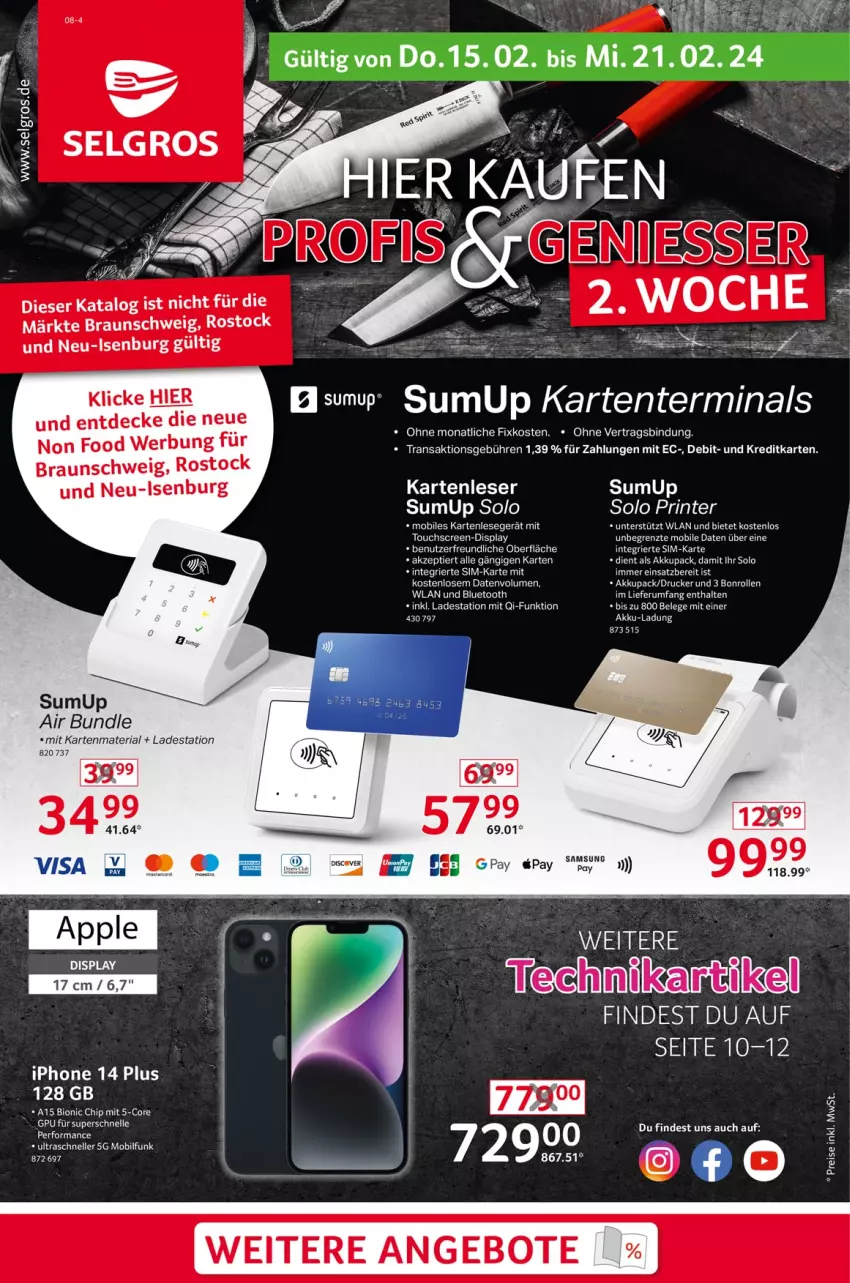 Aktueller Prospekt Selgros - Non Food - von 15.02 bis 21.02.2024 - strona 1 - produkty: akku, angebot, angebote, bio, braun, decke, drucker, elle, ente, Ria, rum, sim, Ti, touchscreen, ZTE