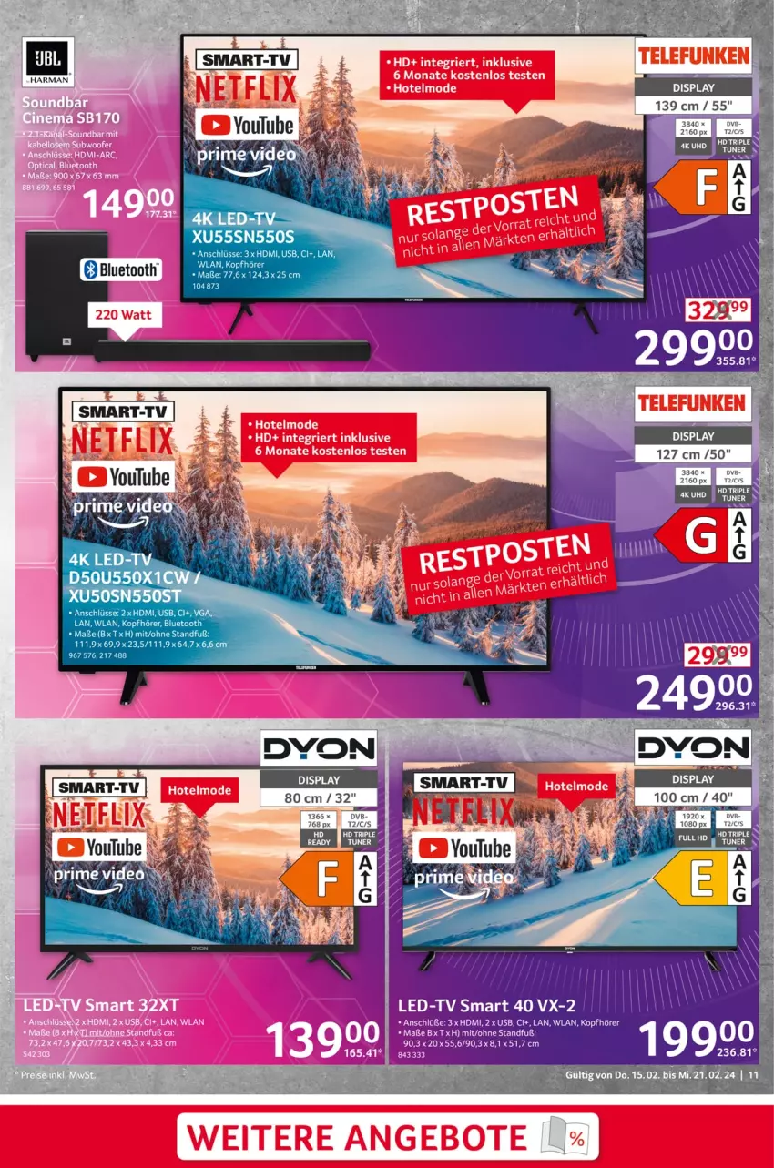 Aktueller Prospekt Selgros - Non Food - von 15.02 bis 21.02.2024 - strona 11 - produkty: dvb, dyon, harman, HP, Mode, netflix, telefunken, Ti, Yo