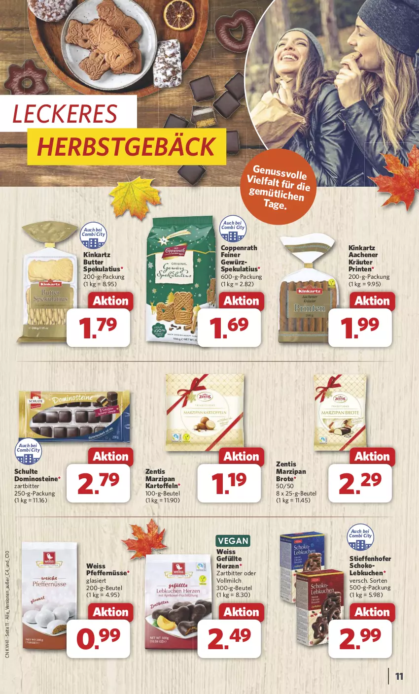 Aktueller Prospekt Combi - Prospekte - von 07.10 bis 12.10.2024 - strona 11 - produkty: beutel, brot, butter, coppenrath, Dominosteine, eis, gewürz, kartoffel, kartoffeln, kräuter, kuchen, Lebkuchen, marzipan, milch, nuss, pfeffer, schoko, Ti, vollmilch, zentis