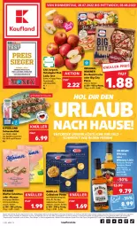 Gazetka promocyjna Kaufland - Gazetka - ważna od 03.08 do 03.08.2022 - strona 1 - produkty: barilla, bourbon, creme, decke, eis, elle, filet, für grill und pfanne, gin, grill, grill und pfanne, hartweizen, jim beam, kentucky straight, likör, mac, Manner, nuss, original wagner, pasta, pfanne, Pink Lady, pizza, purland, reis, Ria, schnitten, schwein, schweine, schweinefilet, tafeläpfel, Ti, tuc, und pfanne, waffeln, wagner, wein, weine, whiskey