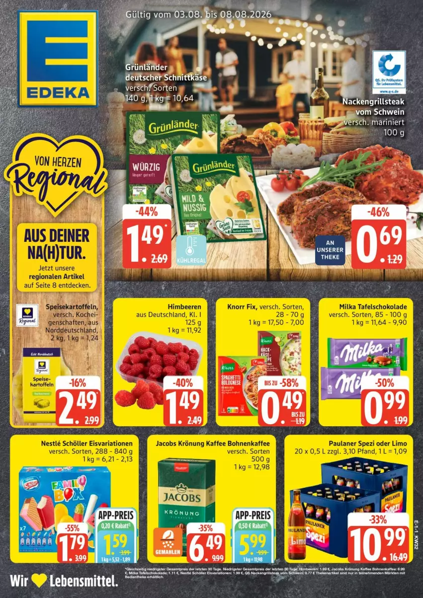 Aktueller Prospekt Edeka - Prospekte - von 03.08 bis 08.08.2026 - strona 1