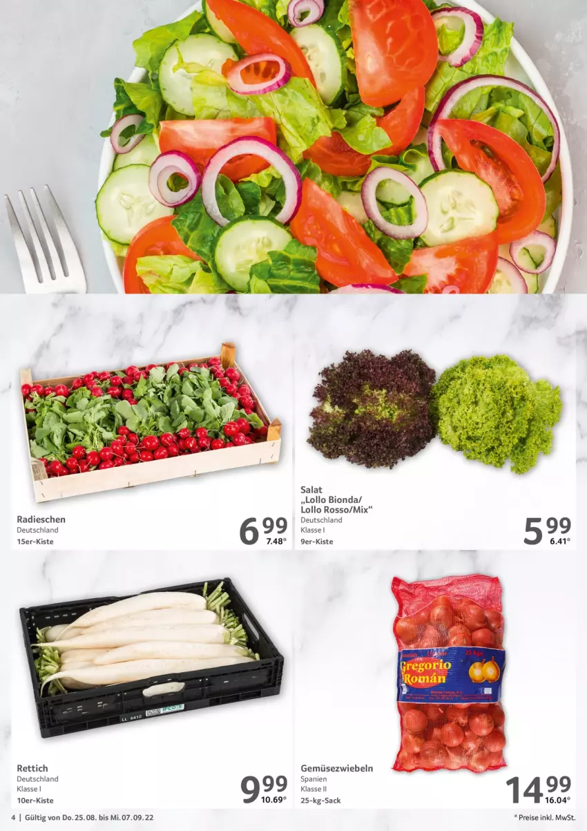 Aktueller Prospekt Selgros - Gastronomie - von 25.08 bis 07.09.2022 - strona 4 - produkty: bio, eis, Gemüsezwiebel, radieschen, reis, Rettich, sac, salat, Ti, zwiebel, zwiebeln