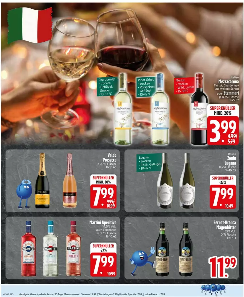 Aktueller Prospekt Edeka - Prospekte - von 12.01 bis 17.01.2026 - strona 12 - produkty: alkohol, chardonnay, corona, ecco, eis, Fernet, flasche, Geflügel, martini, merl, merlot, mezzacorona, Pinot, pinot grigio, prosecco, snack, snacks, Ti, valdo, vorspeise
