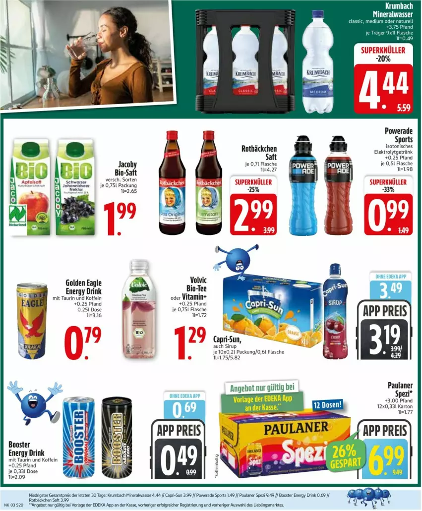 Aktueller Prospekt Edeka - Prospekte - von 12.01 bis 17.01.2026 - strona 22 - produkty: angebot, bio, Cap, capri-sun, deka, drink, eis, Elektro, energy drink, flasche, getränk, krumbach, LG, Paula, paulaner, reis, Ria, rum, saft, Spezi, Sport, tee, Ti, vita, volvic